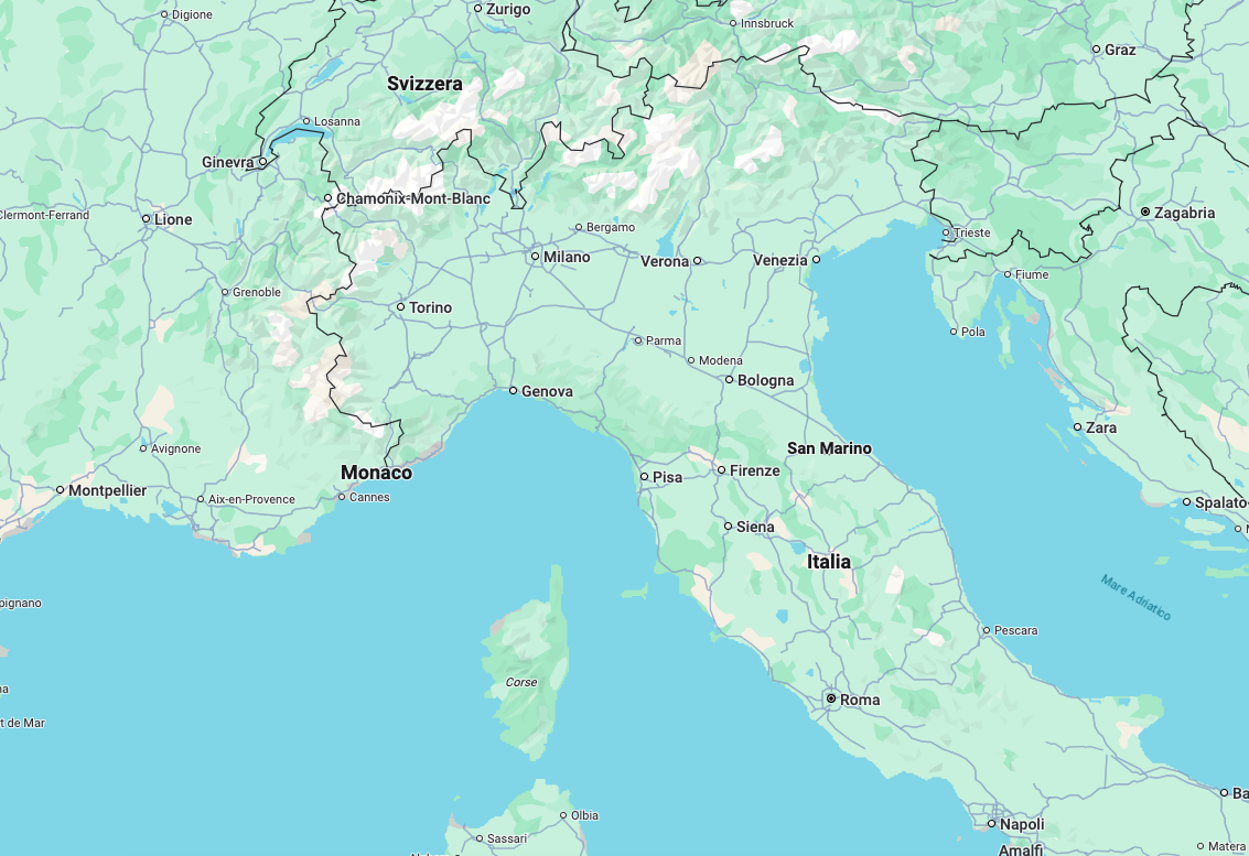 Mappa dell’area di intervento di Revolution SNC nel Nord Italia