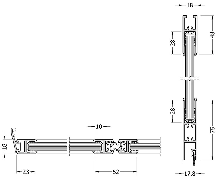 disegno tecnico del profilo LB18