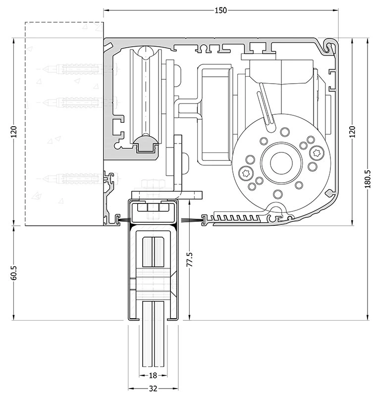 Disegno tecnico sezioni di sistema profilo LBFL Plus