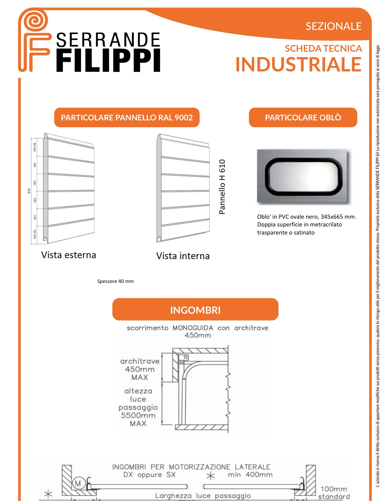 Quote di posa e apertura · INDUSTRIALE