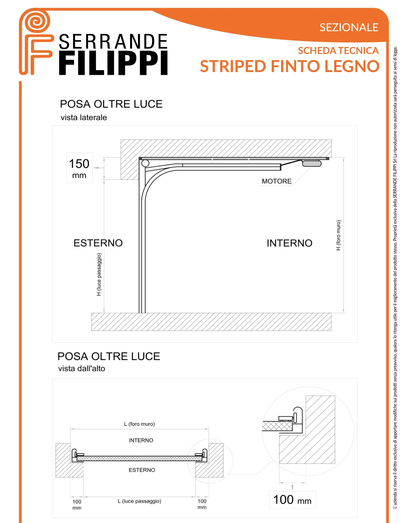 Ingombri e configurazioni · STRIPED FINTO LEGNO
