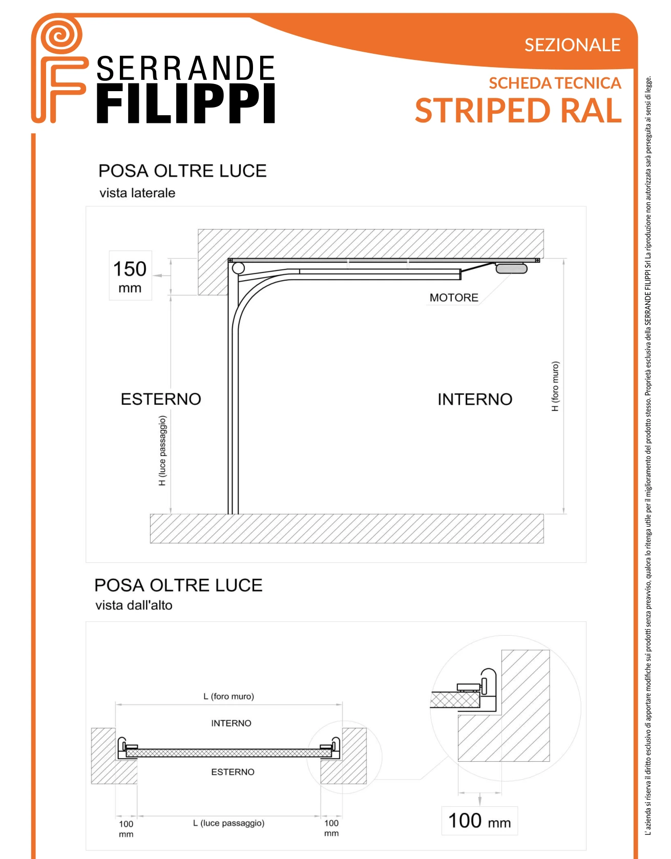 Ingombri e configurazioni · STRIPED RAL